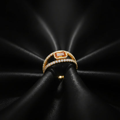 14K Yellow Gold Natural Citrine & 3/8 CTW Natural Diamond Ring