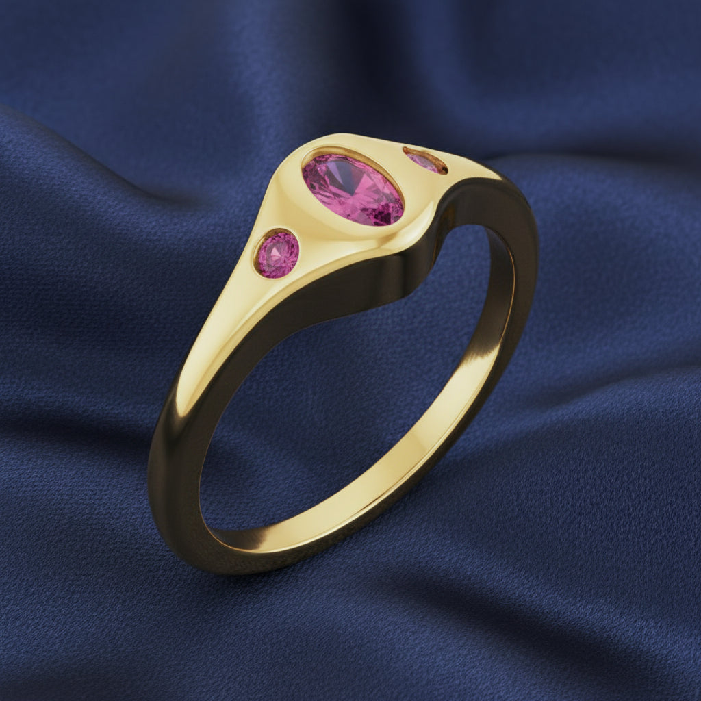 14K Yellow Natural Pink Tourmaline Ring