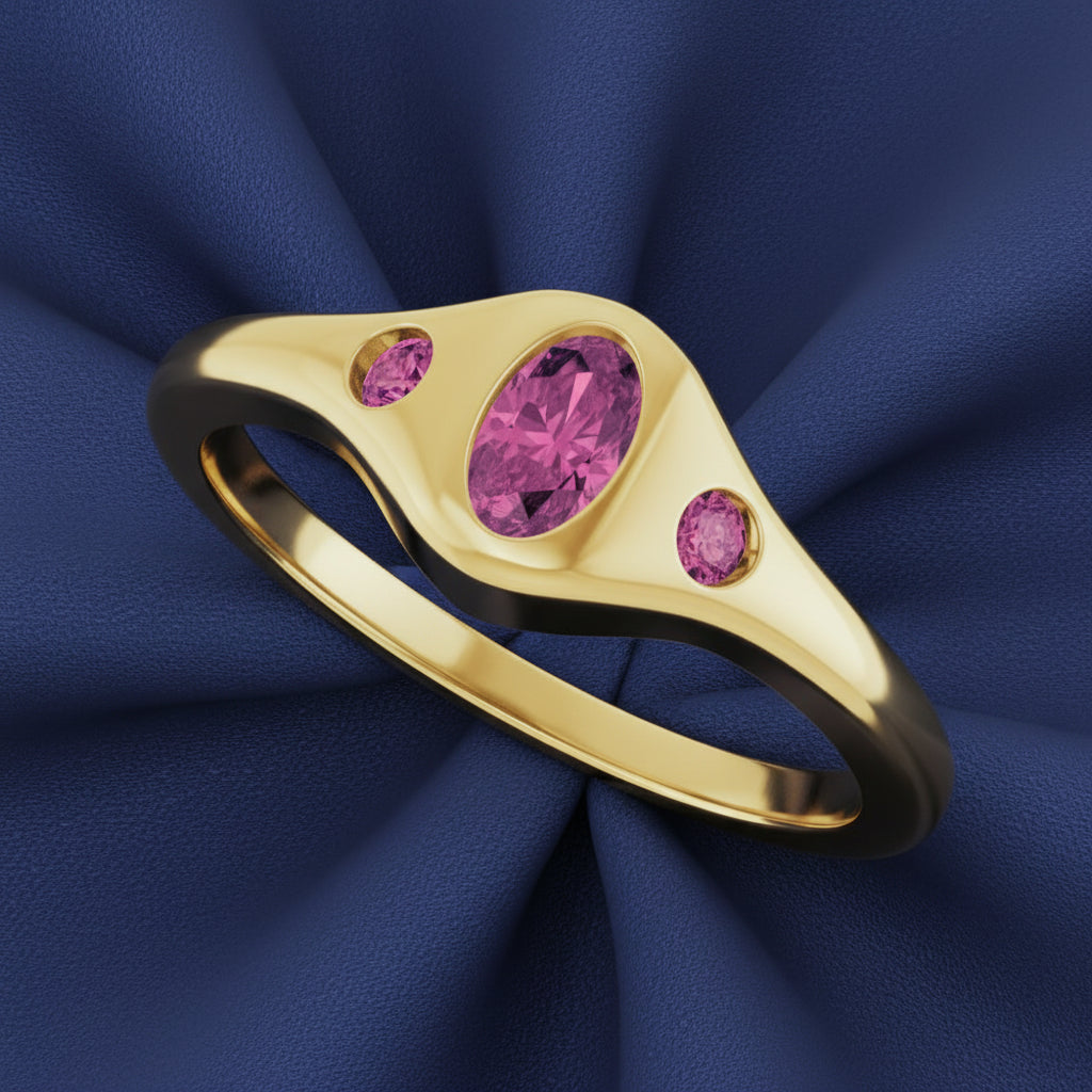 14K Yellow Natural Pink Tourmaline Ring