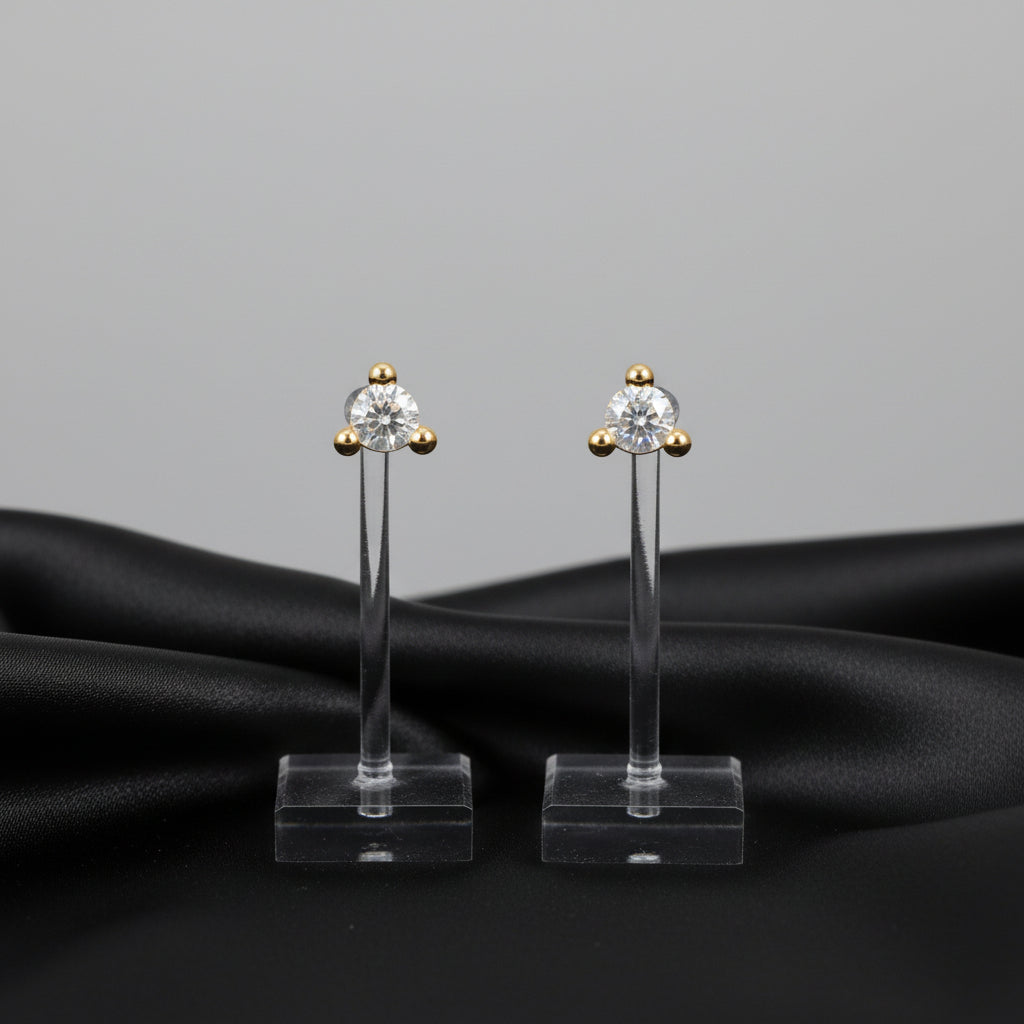 14K Yellow Rose-Cut Natural Diamond Earrings