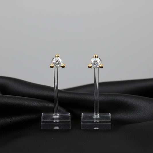14K Yellow Rose-Cut Natural Diamond Earrings