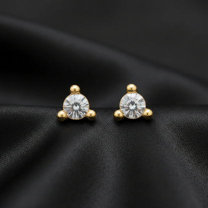 14K Yellow Rose-Cut Natural Diamond Earrings