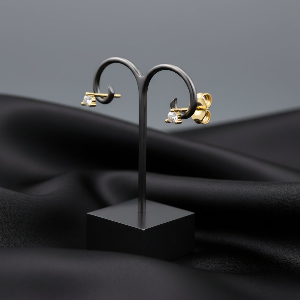 14K Yellow Rose-Cut Natural Diamond Earrings