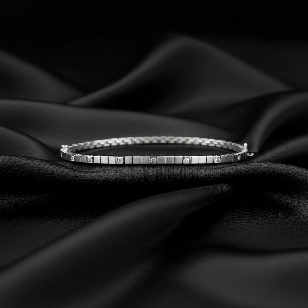 18K White Gold Add a Diamond Line Bracelet Mounting