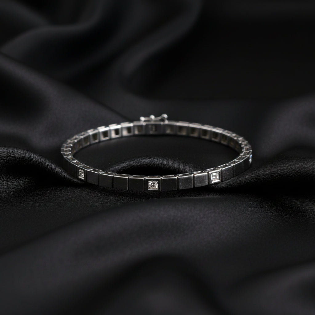 18K White Gold Add a Diamond Line Bracelet Mounting