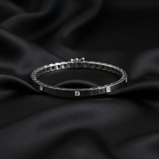 18K White Gold Add a Diamond Line Bracelet Mounting