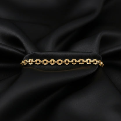 18K Yellow Gold 1 mm Round Accented Line 7" Bracelet