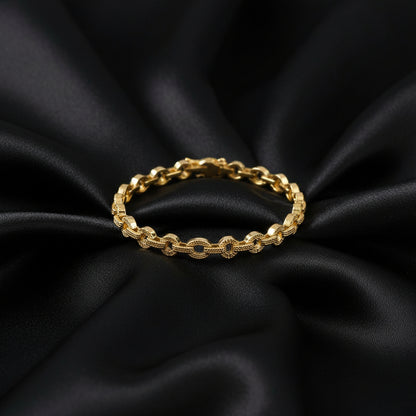 18K Yellow Gold 1 mm Round Accented Line 7" Bracelet