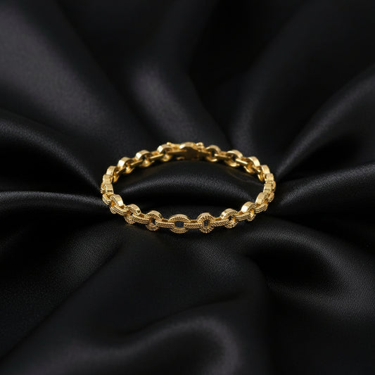 18K Yellow Gold 1 mm Round Accented Line 7" Bracelet