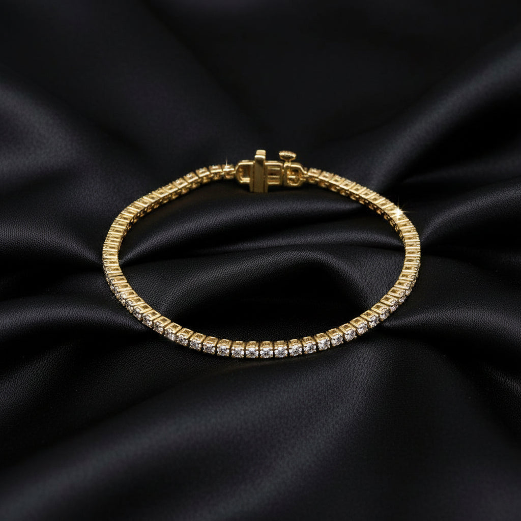 14K Yellow Gold 2 CTW Lab-Grown Diamond Line 7" Bracelet