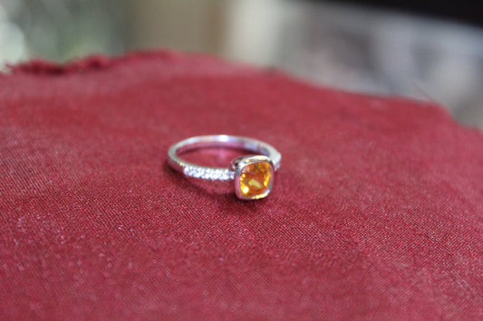 18k White Gold Orange Sapphire Ring