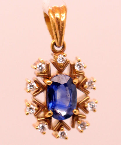 18k Yellow Gold Blue Sapphire Pendant