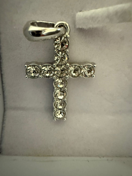 CJ26 Silver stone cross  pendant