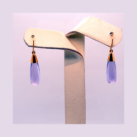 18k Yellow Gold Lavender Quartz Earrings